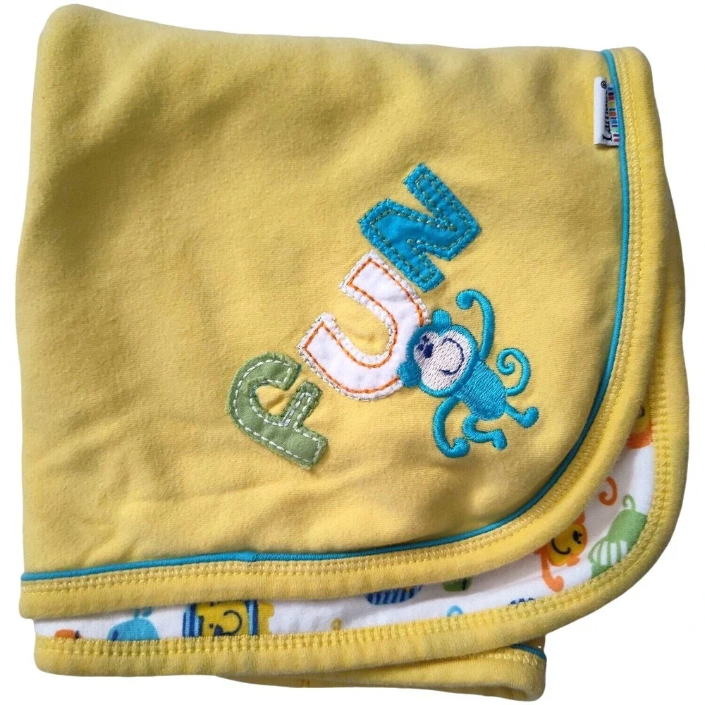 Lamaze Yellow Fun Monkey Baby Blanket Cotton 25x29 Safari Jungle Unisex Lovey